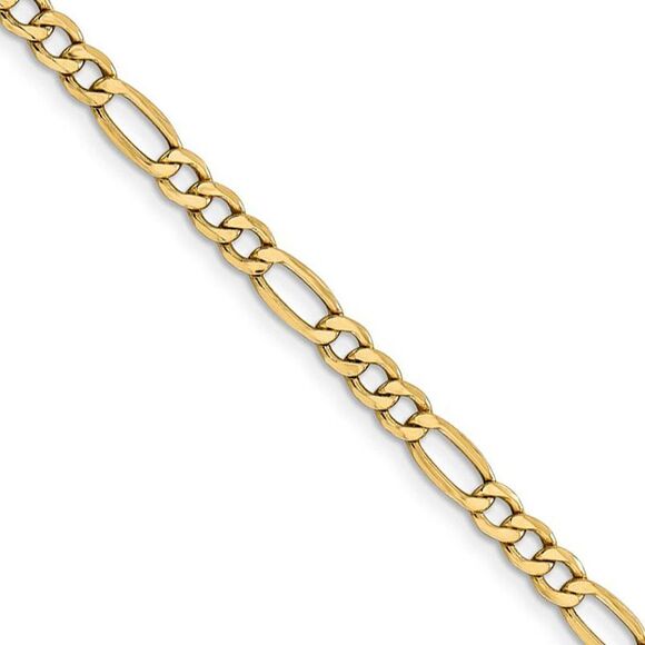 4.75mm 14k Yellow Gold Hollow Figaro Chain Necklace 18 Inch